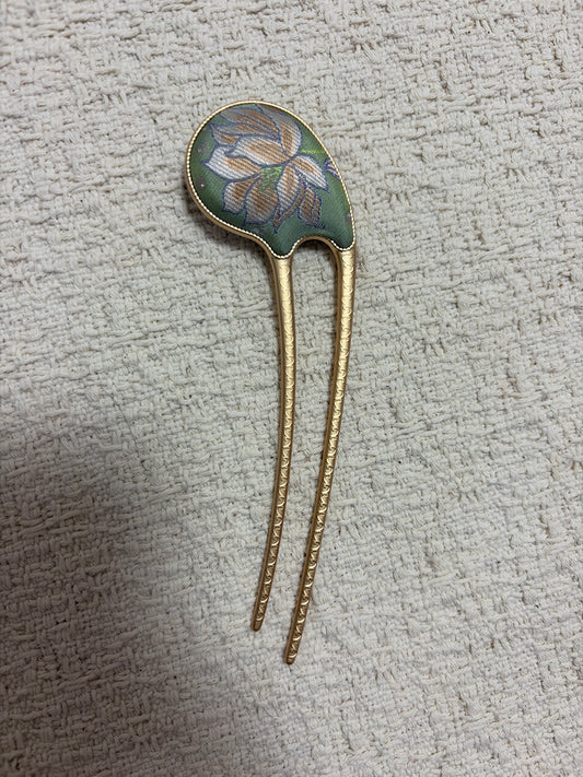 JOFAE Blossom Petal Hair Fork – Elegant Brocade Double-Prong Hair Fork Inspired by Floral Art