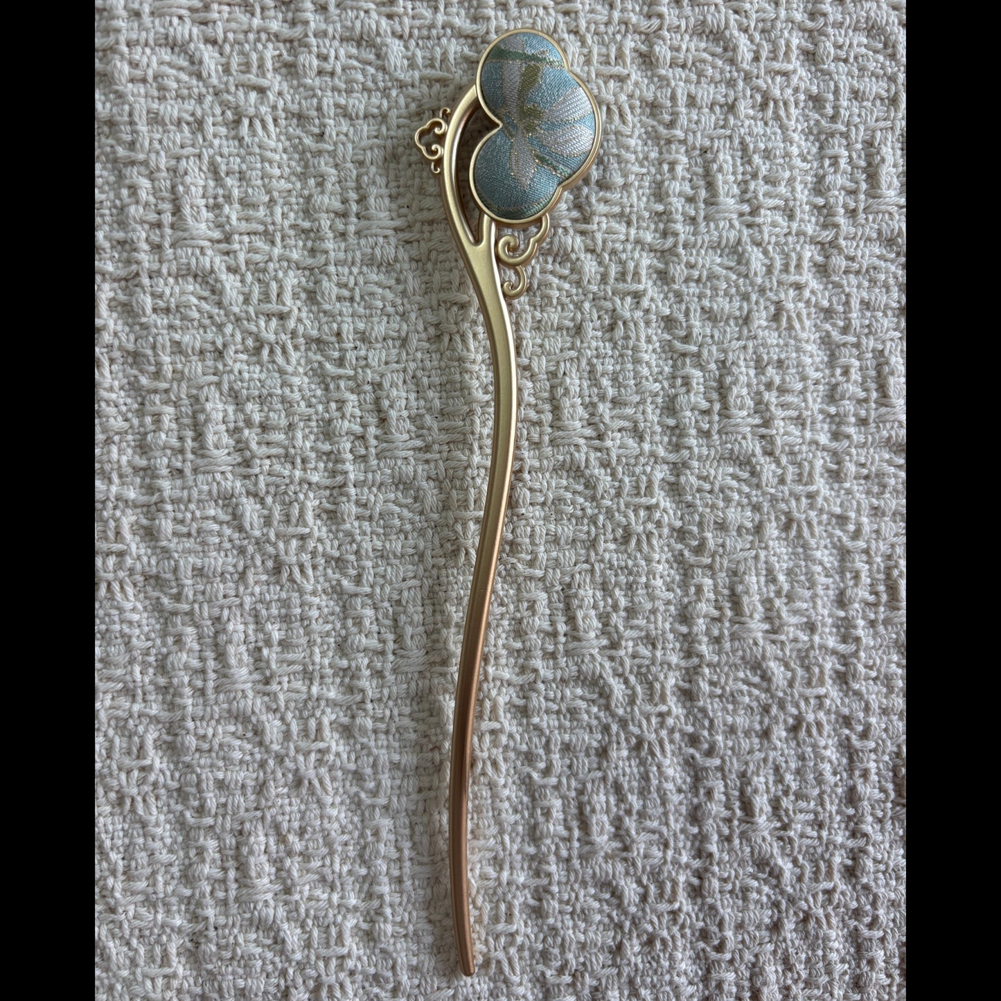 JOFAE Kyoto Azure Butterfly Hair Stick with elegant brocade butterfly design inspired by spring blossoms, perfect for hair adornment.