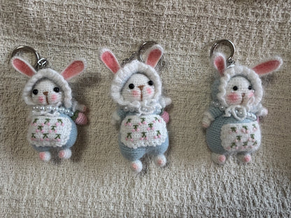 Kyoto-inspired handmade amigurumi moon rabbit lucky charm by JOFAE Kyoto, featuring a cute crochet design symbolizing peace and protection.