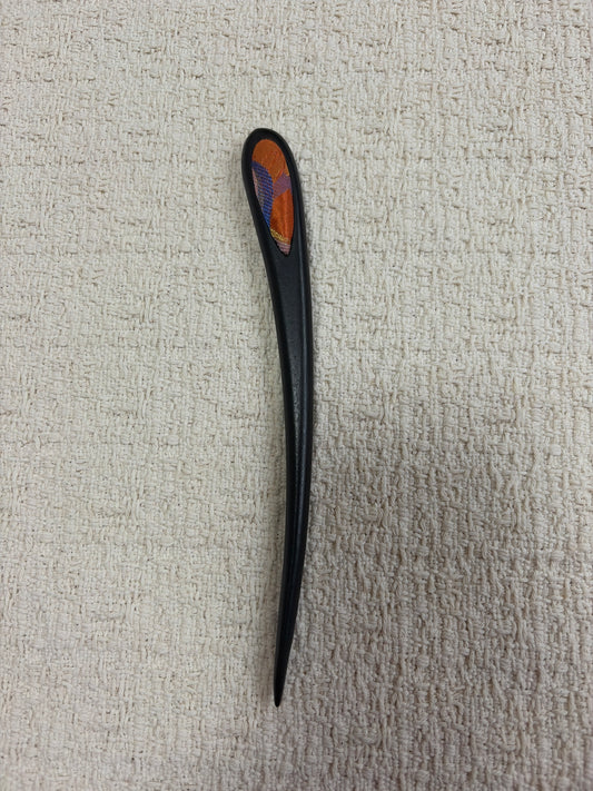 JOFAE Ebony Drop Wooden Hair Stick – Handmade Brocade Inlay Hair Pin Inspired by Kyoto Minimalism