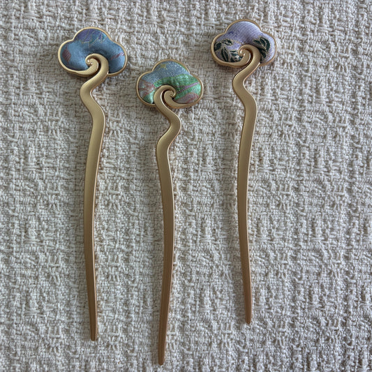 JOFAE Kyoto auspicious cloud hair stick with traditional Chinese brocade design, featuring intricate patterns inspired by ancient Eastern art.