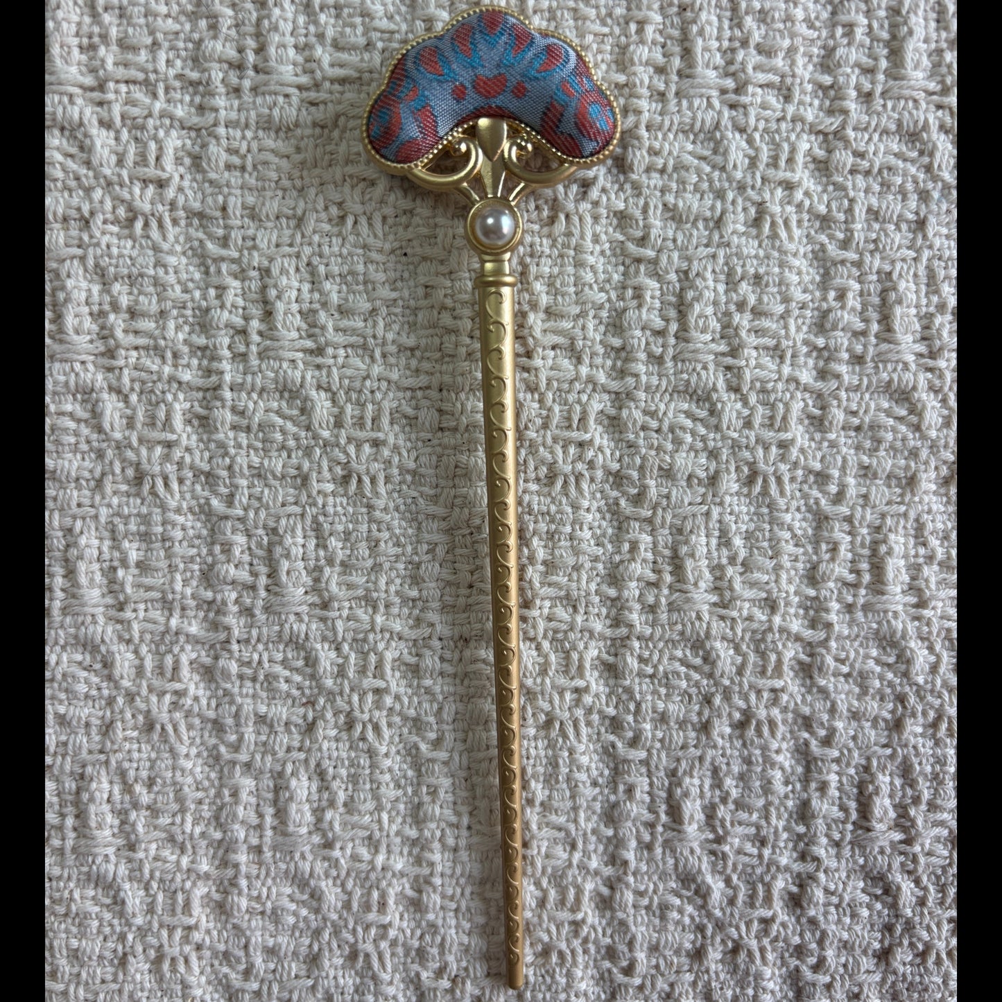 JOFAE Kyoto Amber Butterfly Hair Stick with elegant brocade design, inspired by Art Nouveau and Oriental butterfly symbolism.