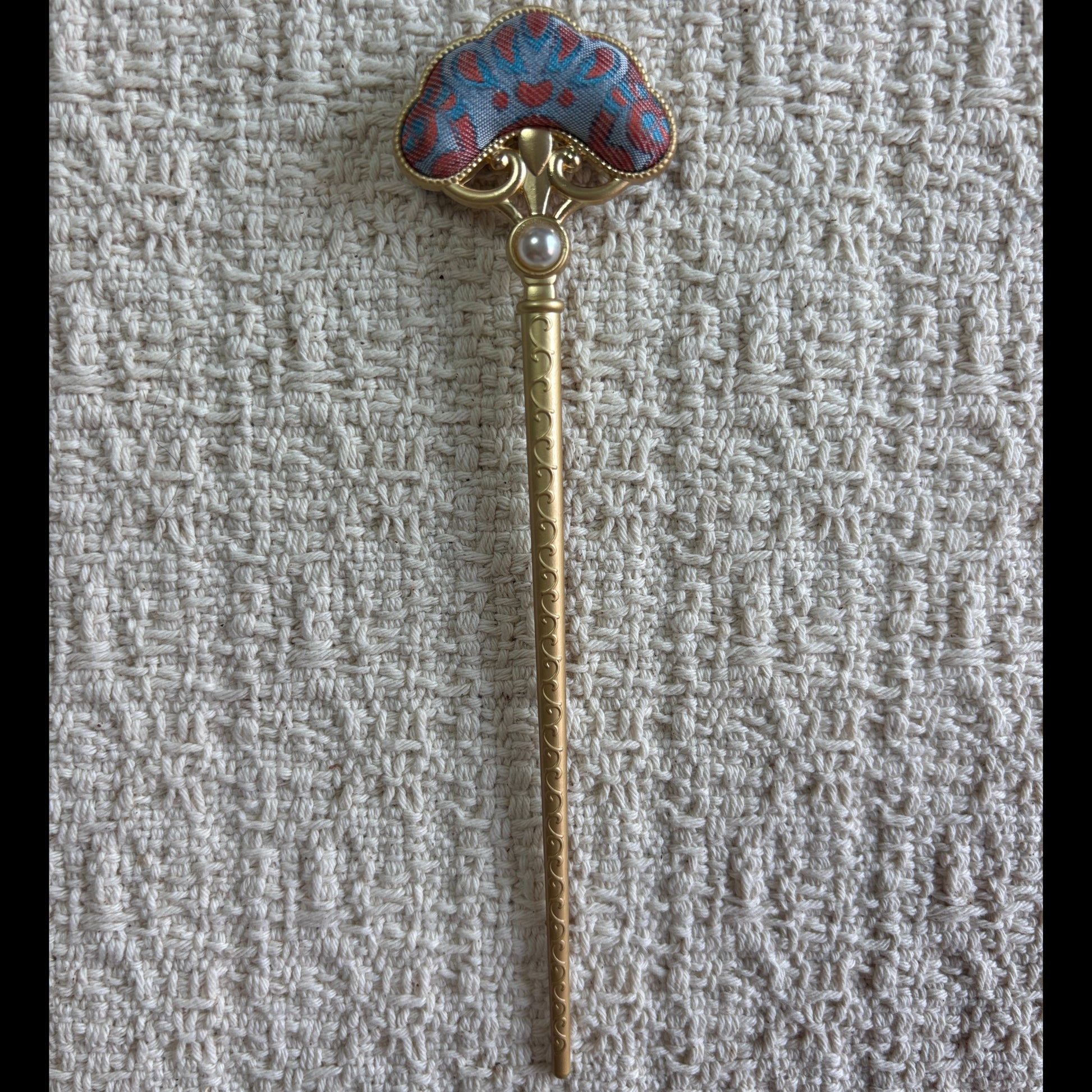 JOFAE Kyoto Amber Butterfly Hair Stick with elegant brocade design, inspired by Art Nouveau and Oriental butterfly symbolism.
