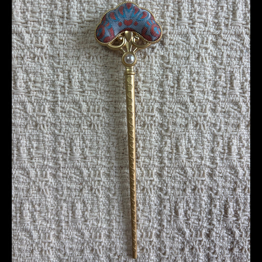 JOFAE Kyoto Amber Butterfly Hair Stick with elegant brocade design, inspired by Art Nouveau and Oriental butterfly symbolism.