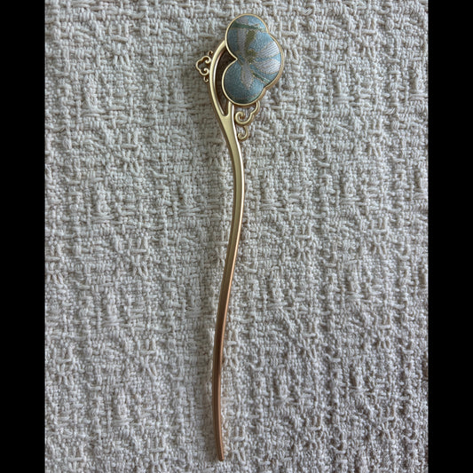 JOFAE Kyoto Azure Butterfly Hair Stick with elegant brocade butterfly design inspired by spring blossoms, perfect for hair adornment.