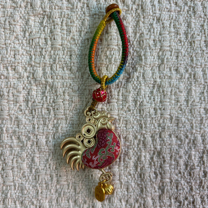 JOFAE Handmade Rooster Zodiac Charm – Kyoto Success & Confidence Lucky Talisman | Chinese Zodiac Brocade Bag Charm