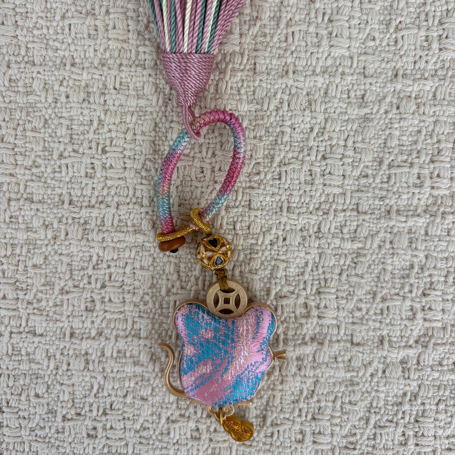 JOFAE Handmade Rat Zodiac Charm – Kyoto Fortune & Opportunity Lucky Talisman | Chinese Zodiac Brocade Bag Charm
