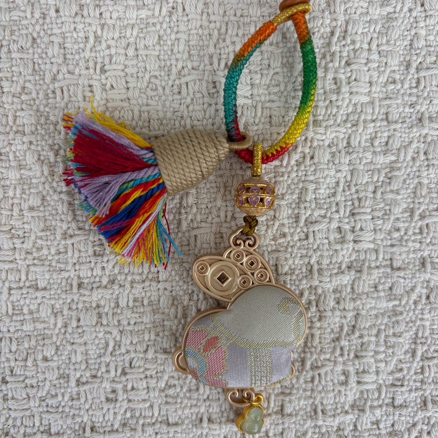 JOFAE Handmade Rabbit Zodiac Charm – Kyoto Peace & Harmony Lucky Charm | Brocade Japanese Bag Accessory