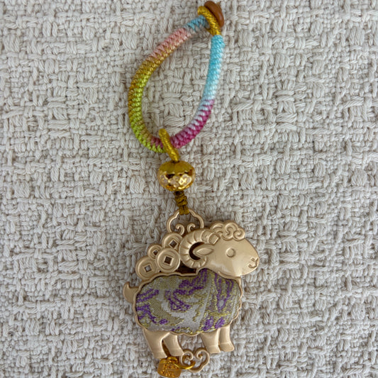 JOFAE Handmade Goat Zodiac Charm – Kyoto Harmony & Prosperity Lucky Charm | Eastern Zodiac Bag Accessory
