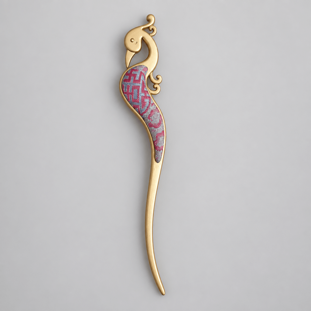 Brocade Peacock Gold-Tone Hair Stick | JOFAE Kyoto - JOFAE Kyoto