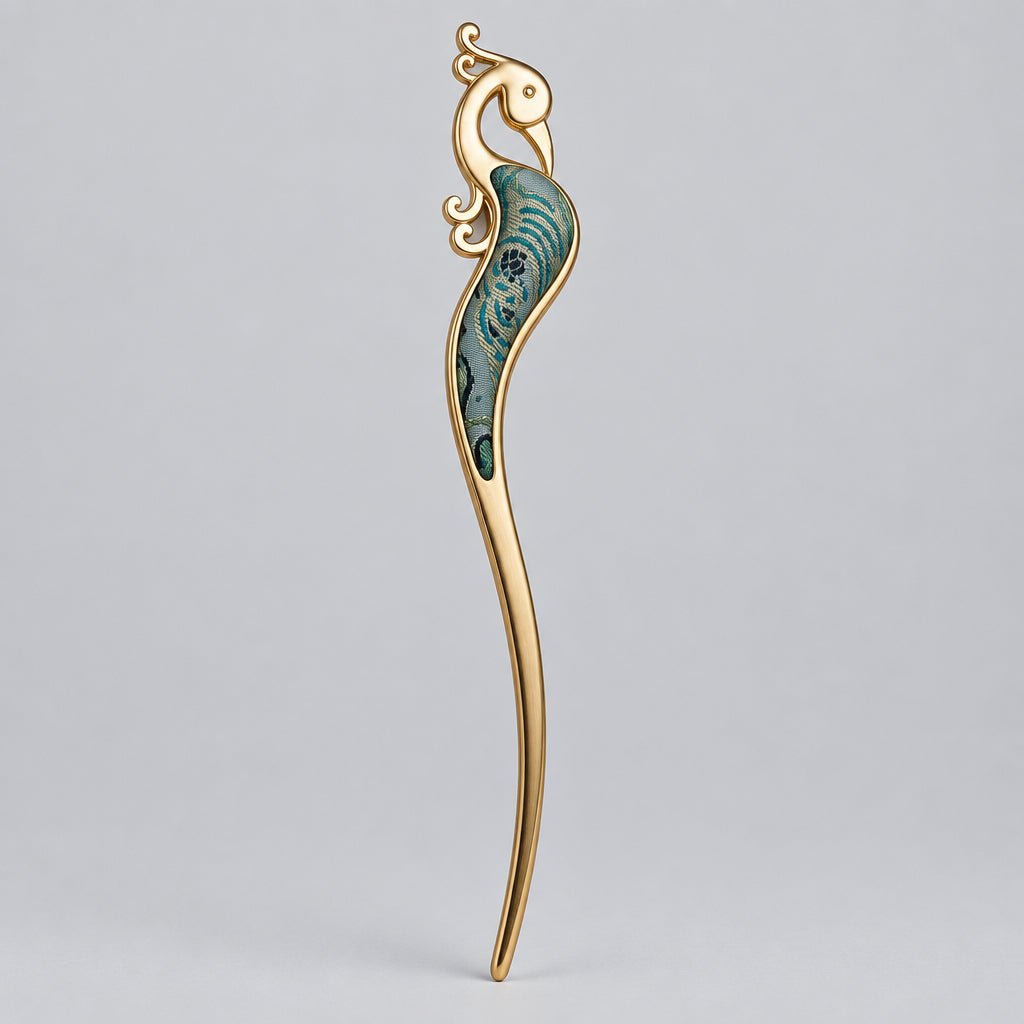 Brocade Peacock Gold-Tone Hair Stick | JOFAE Kyoto - JOFAE Kyoto