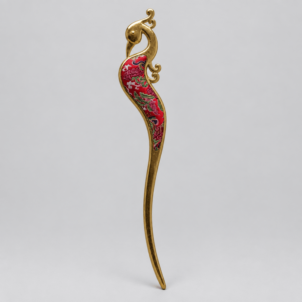 Brocade Peacock Gold-Tone Hair Stick | JOFAE Kyoto - JOFAE Kyoto