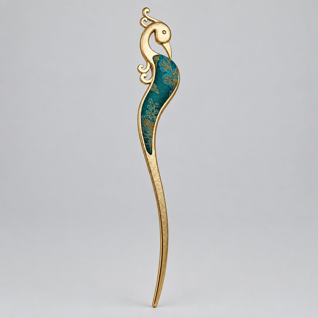 Brocade Peacock Gold-Tone Hair Stick | JOFAE Kyoto - JOFAE Kyoto