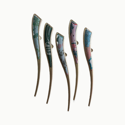 JOFAE Kyoto Handmade Silk Brocade Crescent Hair Pin – Elegant Everyday Blessing - original product on a light background