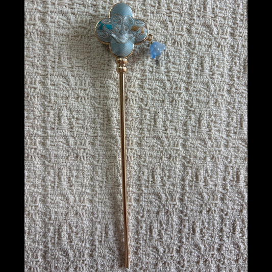 JOFAE Azure Ruyi Cloud Hair Stick – Traditional Brocade Hairpin with Lily Bell Charm - JOFAE Kyoto