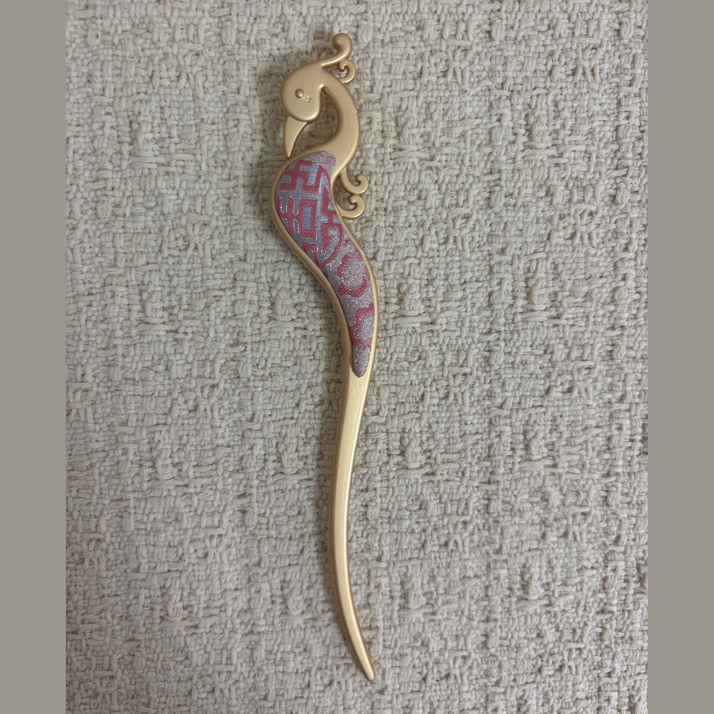Brocade Peacock Gold-Tone Hair Stick by JOFAE Kyoto
