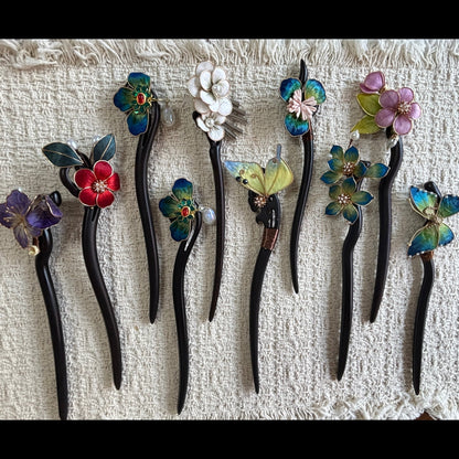 JOFAE Handmade Floral Wooden Hair Stick | Elegant Japanese Kanzashi - JOFAE Kyoto