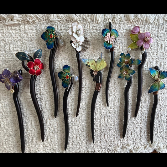 JOFAE Handmade Floral Wooden Hair Stick | Elegant Japanese Kanzashi - JOFAE Kyoto