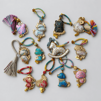 JOFAE Handmade Pig Zodiac Charm – Kyoto Abundance & Prosperity Lucky Talisman | Chinese Zodiac Bag Charm - JOFAE Kyoto
