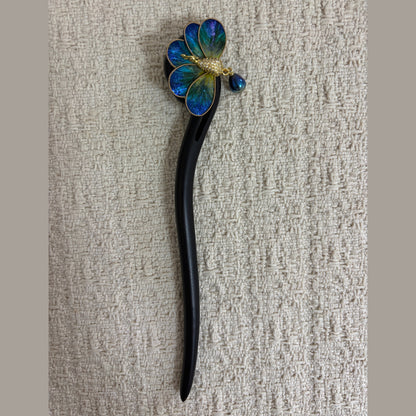 Iridescent Peacock Hair Stick with Drop Charm by JOFAE Kyoto