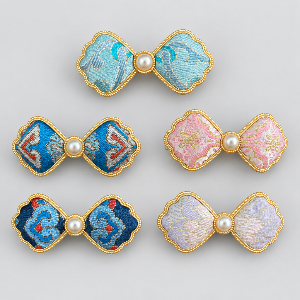 JOFAE Kyoto Handmade Brocade Bow Spring Hair Clip