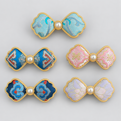 JOFAE Kyoto Handmade Brocade Bow Spring Hair Clip