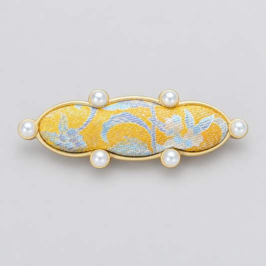 JOFAE Kyoto Handmade Brocade Hair Clip with Pearl Accents