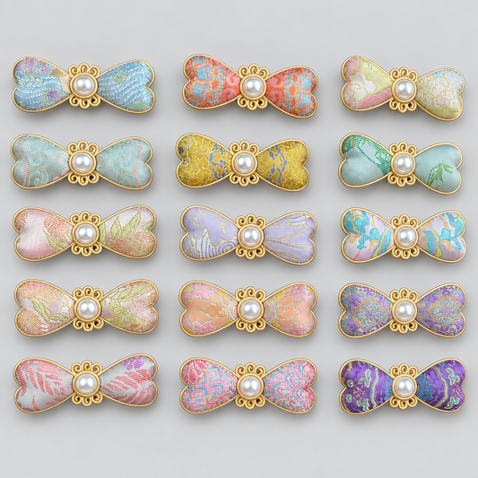 JOFAE Kyoto Handmade Brocade Pearl Butterfly Hair Clip