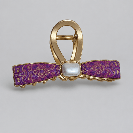 JOFAE Kyoto Pearl-Effect Ribbon Bow Hair Claw Clip – Quiet Grace - JOFAE Kyoto