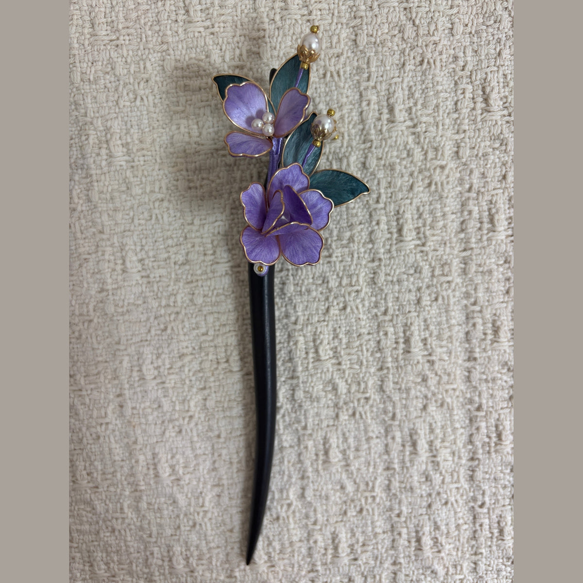 Layered Textile Blossom Hair Stick by JOFAE Kyoto