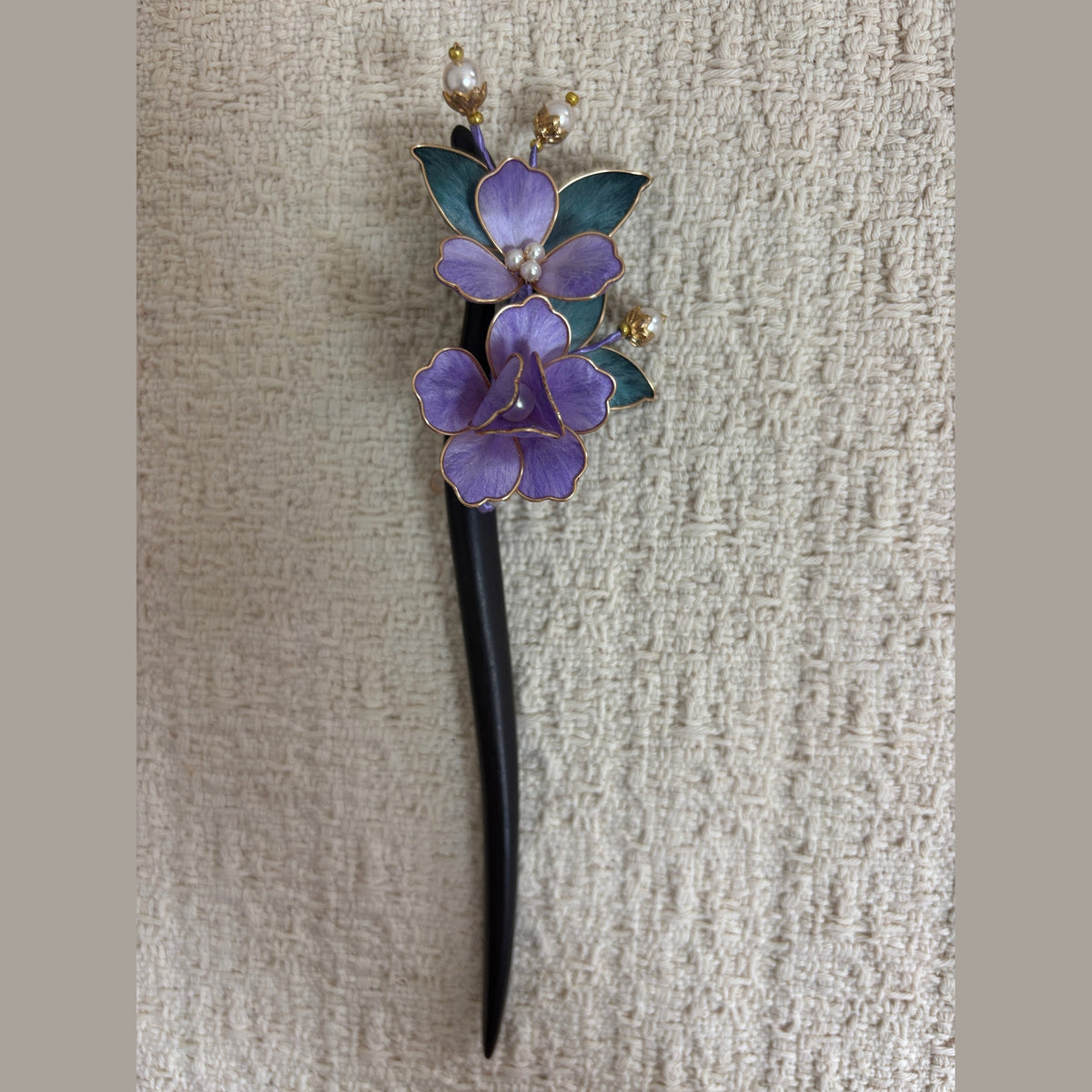 Layered Textile Blossom Hair Stick by JOFAE Kyoto