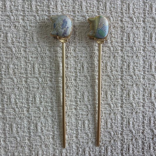 JOFAE Lucky Cat Hair Stick – Traditional Brocade Cat Hairpin Inspired by Japanese & Oriental Feline Culture - JOFAE Kyoto