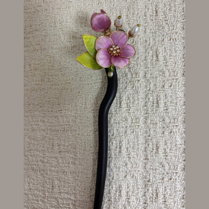 Textile Blossom and Bud Hair Stick by JOFAE Kyoto