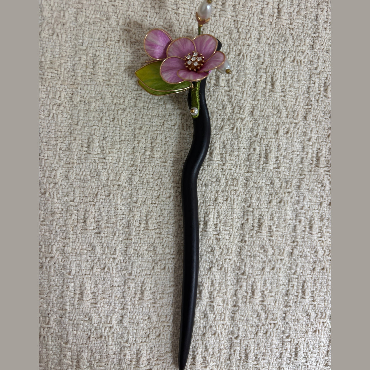 Textile Blossom and Bud Hair Stick by JOFAE Kyoto