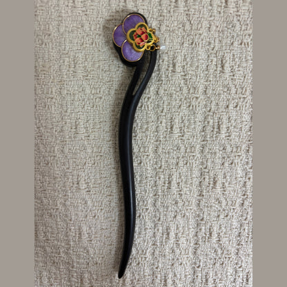 Textile Petal and Enamel Lotus Hair Stick by JOFAE Kyoto