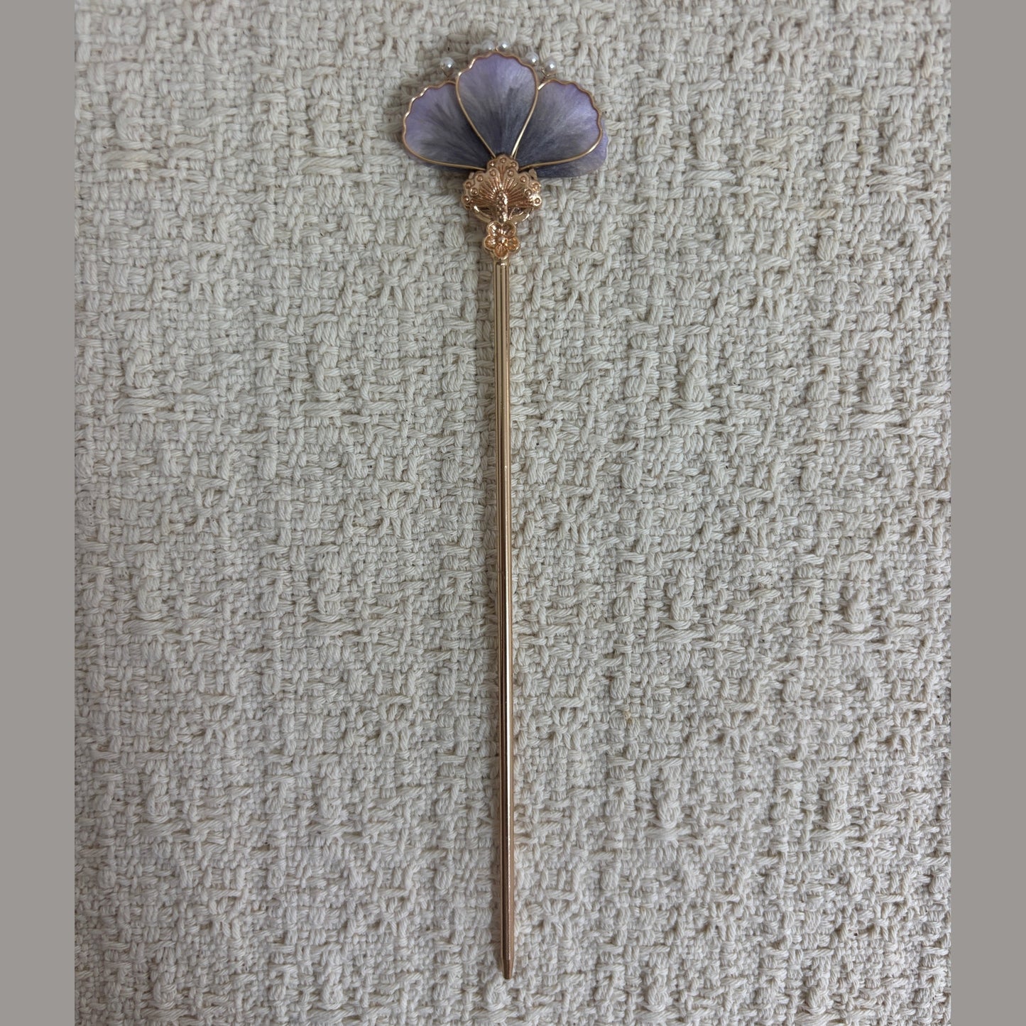 Textile Petal Fan Gold-Tone Hair Stick by JOFAE Kyoto