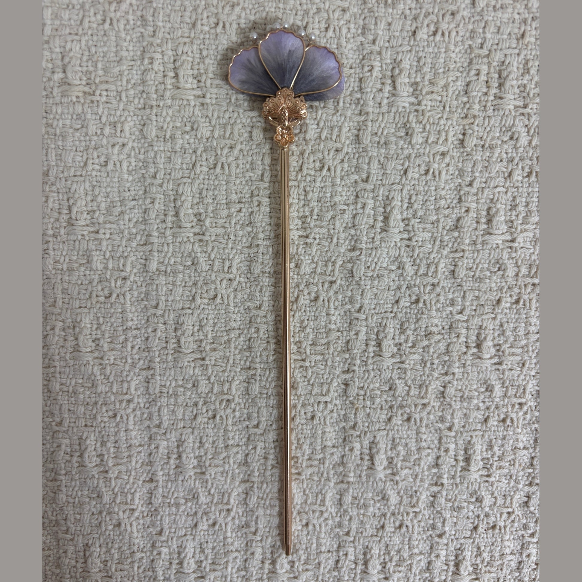 Textile Petal Fan Gold-Tone Hair Stick by JOFAE Kyoto