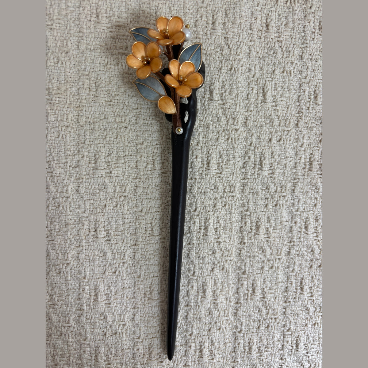 Three-Blossom Textile Branch Hair Stick by JOFAE Kyoto