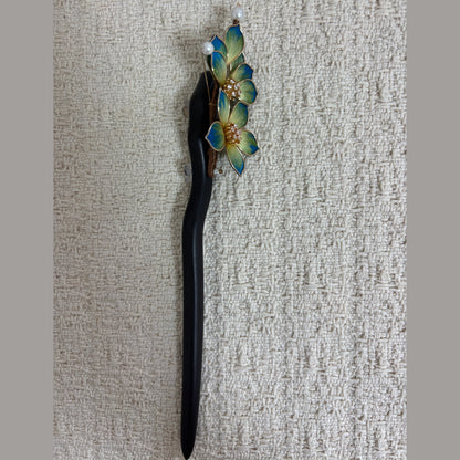 Twin Textile Flower Hair Stick by JOFAE Kyoto