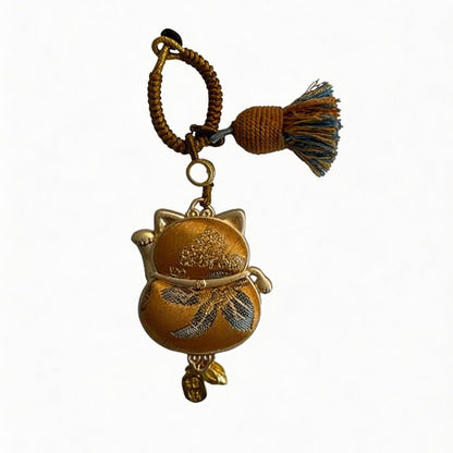 Maneki Neko Lucky Charm (Yellow) – Kyoto Inspired Handmade Amulet – Symbol of Wealth, Success and Abundance – Artisan Kyoto Craft - JOFAE Kyoto
