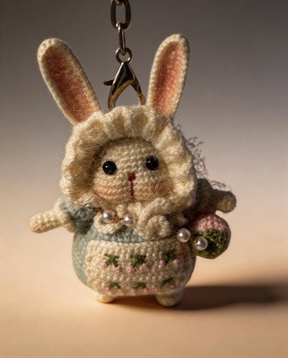Moon Rabbit Lucky Charm – Kyoto Inspired Handmade Amigurumi – Symbol of Peace, Protection and Gentle Luck – One of a Kind Artisan Crochet Piece - JOFAE Kyoto